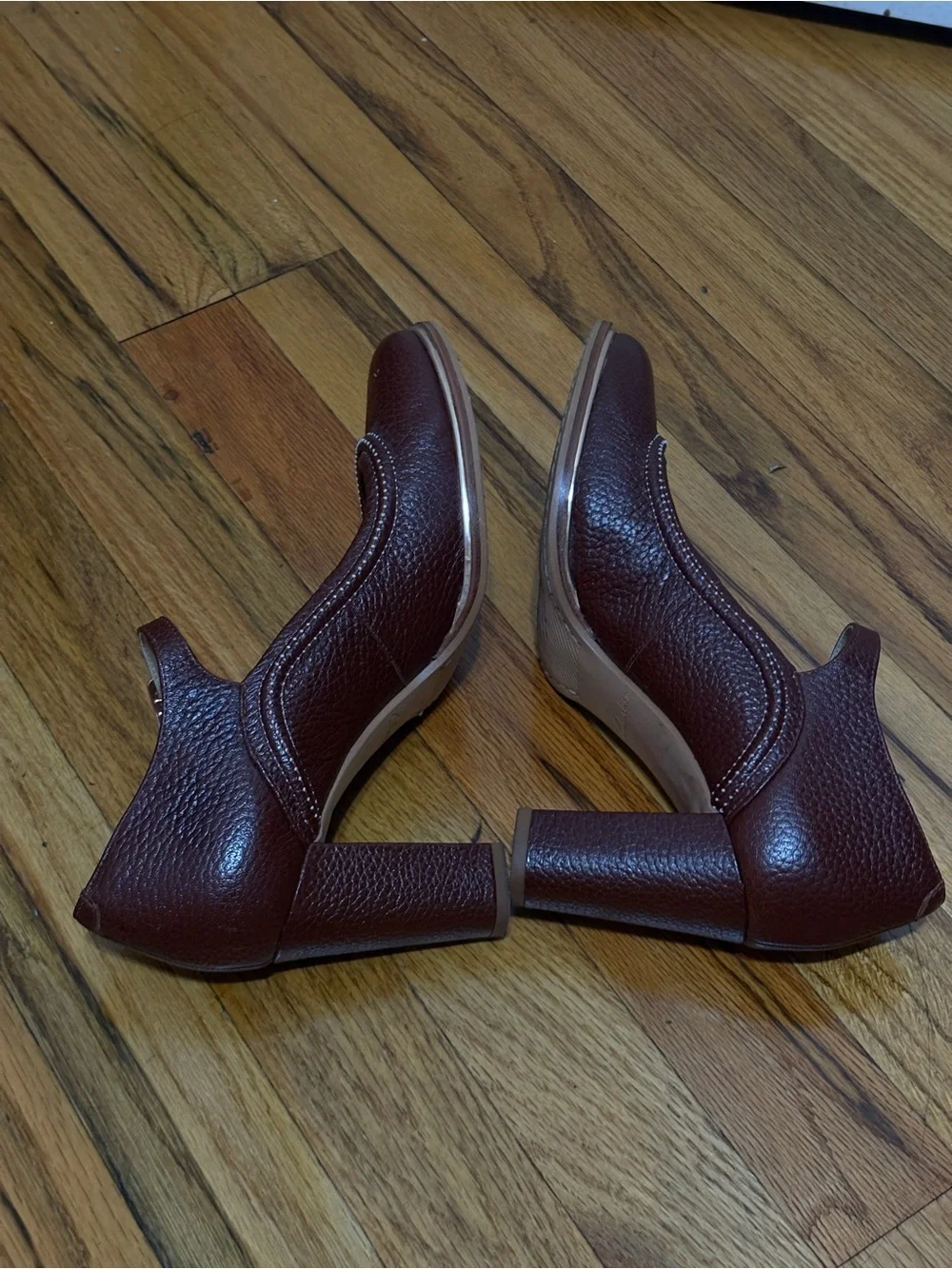 Clarks Ellis Mae brown leather Mary Jane pumps